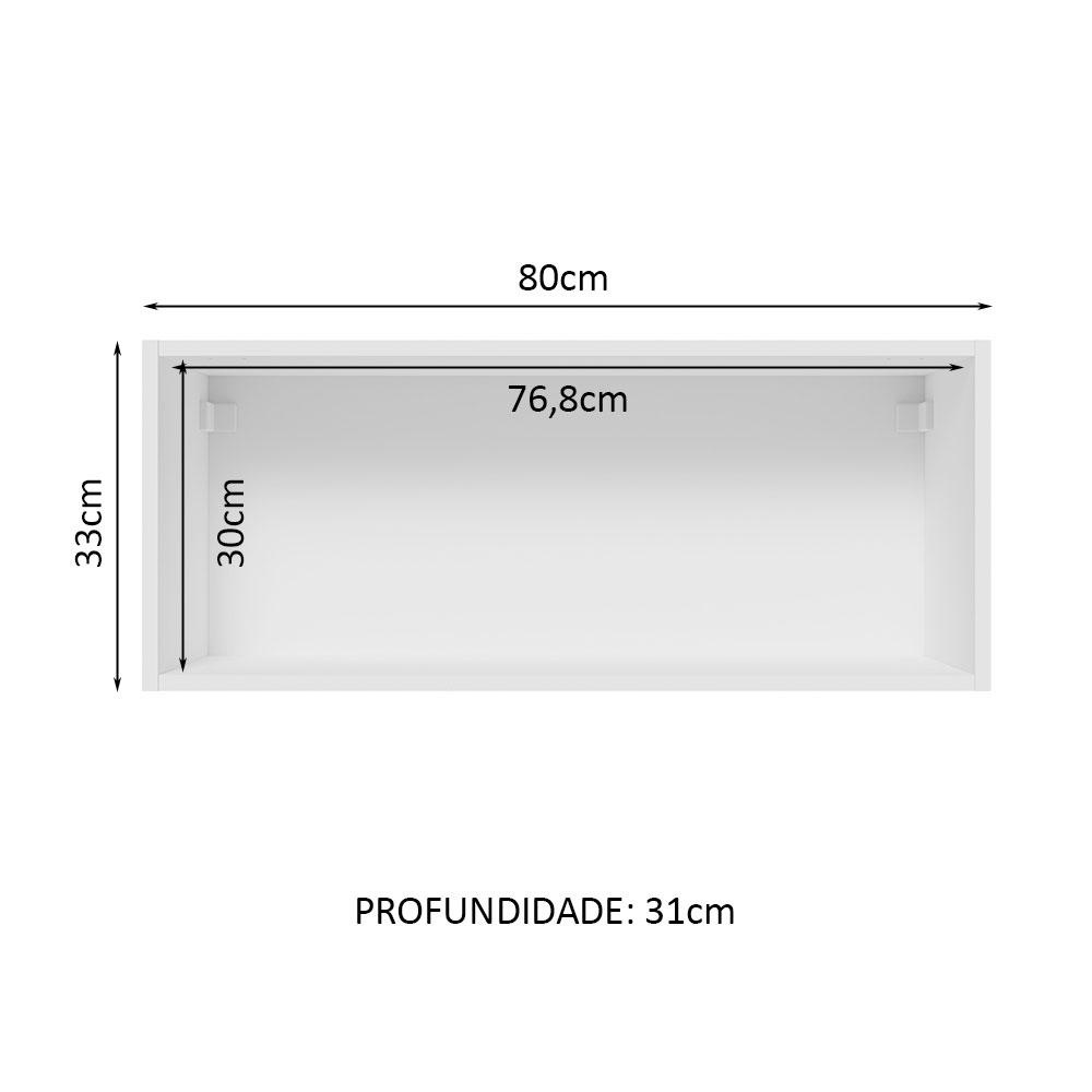 Detalhes do Armário de Cozinha Aéreo 80 cm 1 Porta Suspensa Branco Glamy Madesa