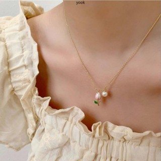 Yookoko Colar De Pérolas De Tulipas Da Moda Feminina