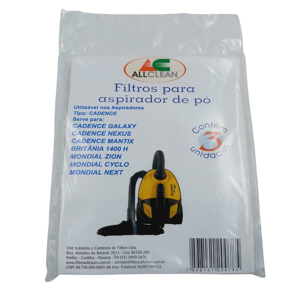Saco de Aspirador Cadence Galaxy Nexus Mantix 3Unid Limpeza