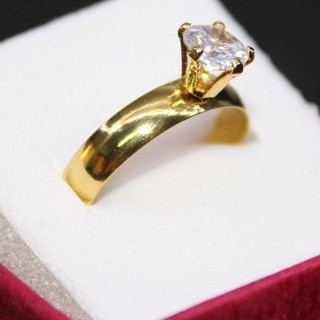 Aliança Anel Solitário Aparador Com Pedra De Zirconia 3mm 1 Un Moderna Banhada Ouro 18k É De Aço Inox - Não Descasca Alianças