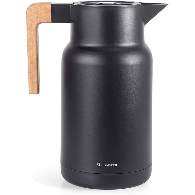 Garrafa Térmica Wood Fashion Preta 1L Termopro Quente E Frio