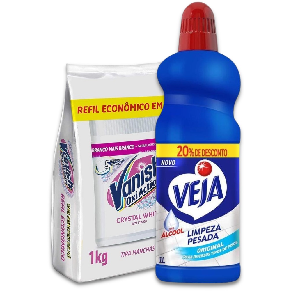 Kit Vanish Roupas Brancas 1kg e Veja Limpeza Pesada 1L - Home & Living