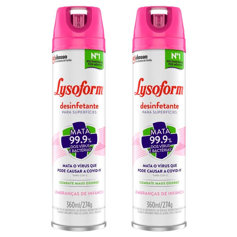 Kit 2 Lysoform Aerossol Uso Geral Lembrança de Infância 360ml em Oferta na Shopee
