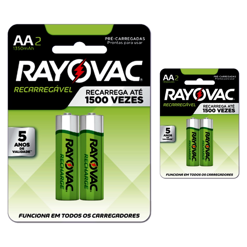 Pilha Recarregavel AA Rayovac Bateria 2A 1350mah Pequena kit 4 unidades em Oferta na Shopee