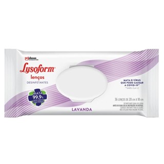 Lenço Umedecido Lysoform Desinfetante Lavanda com 36 unidades