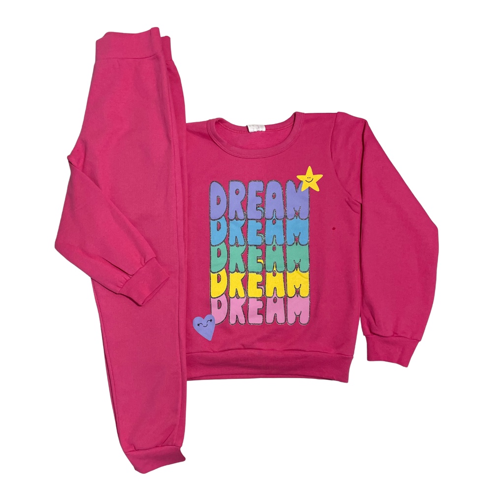 Conjunto juvenil feminino moletom estampa dreams 10-12-14