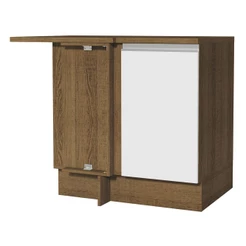 Balcão Armário de Cozinha de Canto 1 Porta Rustic/Branco Glamy Madesa