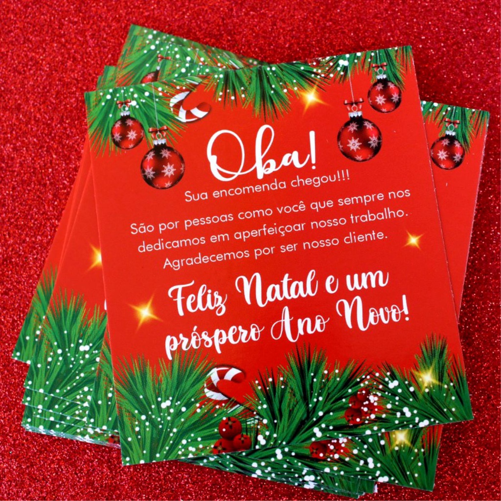 Postal Natal Boas Festas Feliz Ano Novo, Agradecimento ao Cliente pela  Compra, Cartão para Encomendas, 9x10cm | Shopee Brasil