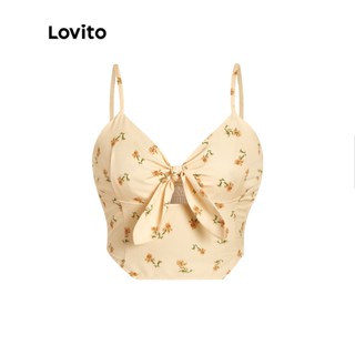 Lovito Casual Regata Feminina Floral Com Laço Frontal L45ED005 (Multicor)