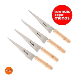 Kit Conjunto com 04 Serrotes Drywall Gesso Cabo Madeira 180mm Profissional