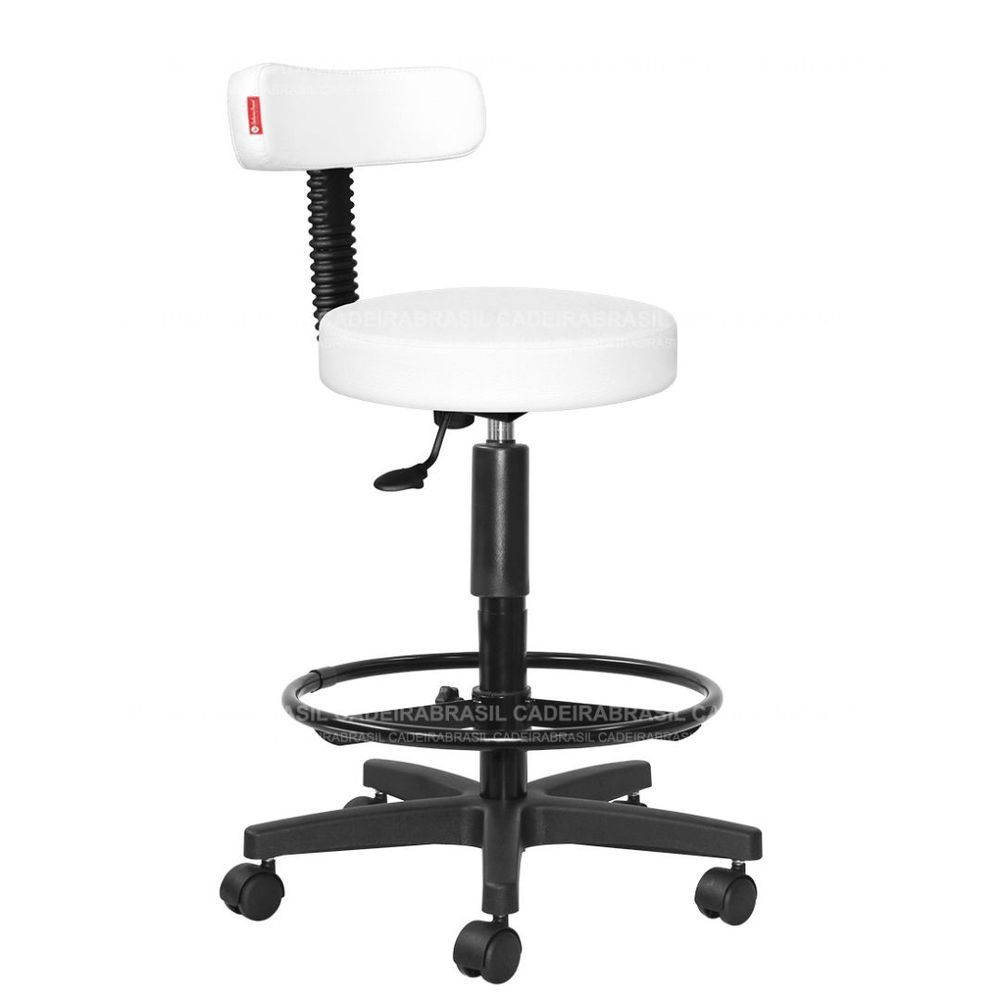 Cadeira Mocho Podologo Alto C/ Encosto Giratório Estética Massagista e Tatuador, varias cores direto da Fábrica em Oferta na Shopee