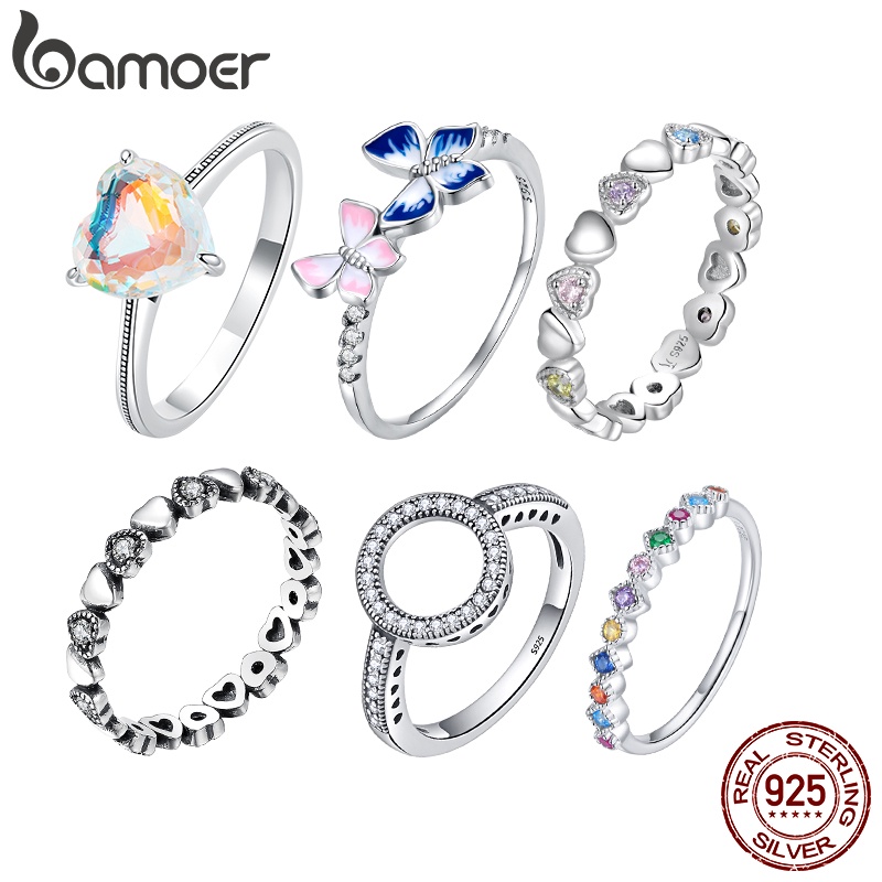 Bamoer 925 Anel Clássico De Prata Joalheria De Moda Para Mulheres Meninas Tamanho Pequeno 5 em Oferta na Shopee