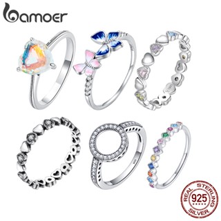 Bamoer 925 Anel Clássico De Prata Joalheria De Moda Para Mulheres Meninas Tamanho Pequeno 5