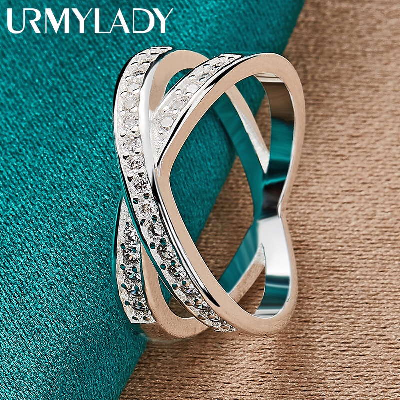 URMYLADY 925 Bírculo Cruz De Prata 7-10 # Anel Para Mulheres Festa De Casamento Jóias De Encanto Da Moda