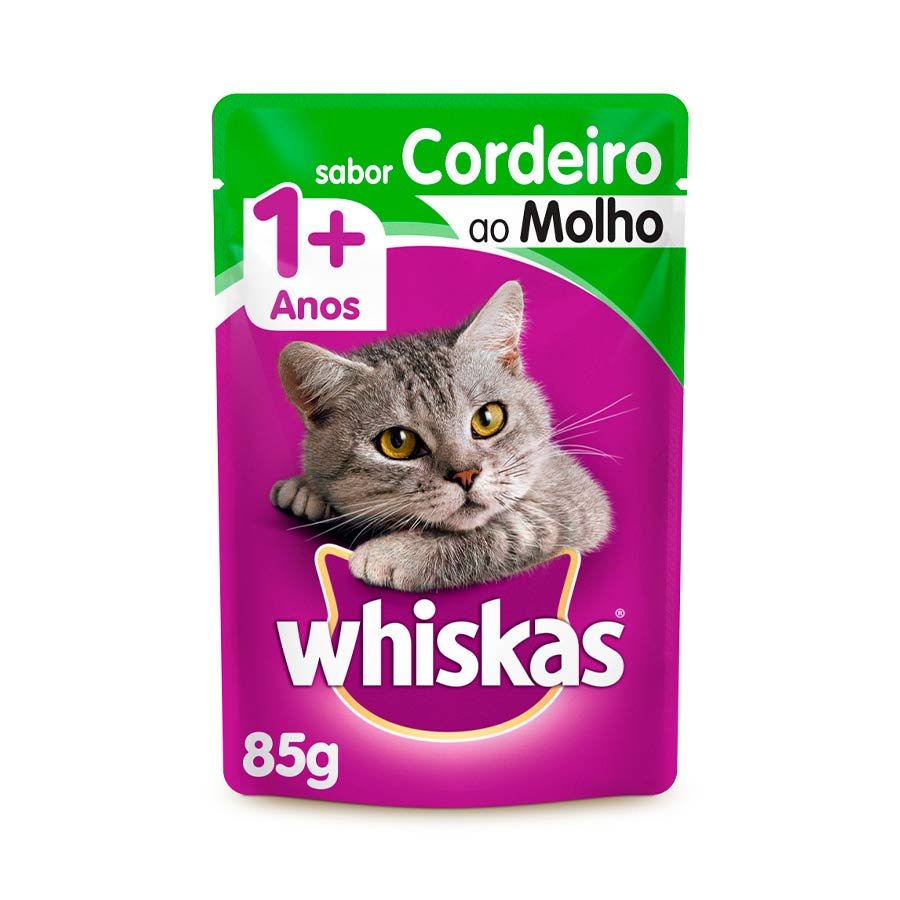 Ração Úmida Whiskas Sachê para Gatos Adultos Sabor Cordeiro ao Molho - 85g