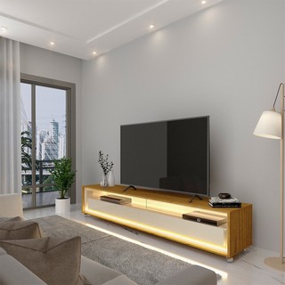 Rack para TV Requinte 172 com LED Rodízios Naturale Off White - Gelius em Oferta na Shopee