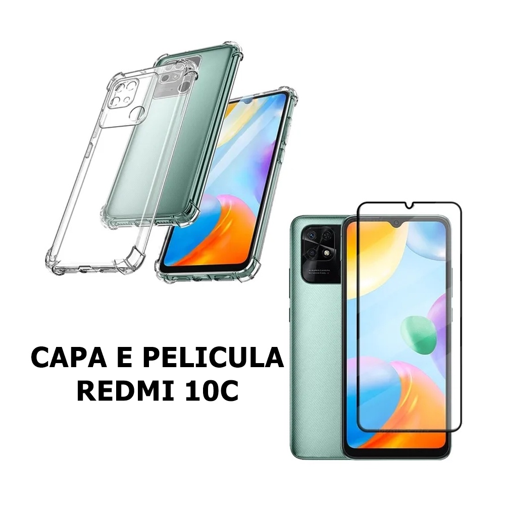 Capa Capinha Case Anti Impacto E Pelicula Vidro D D Compativel Redmi C Prote O Tela Celular