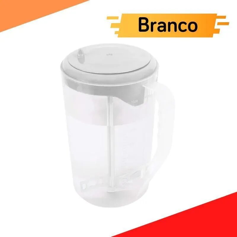 Jarra de Suco Agua Com Mexedor Mix Tampa Branca Plasvale