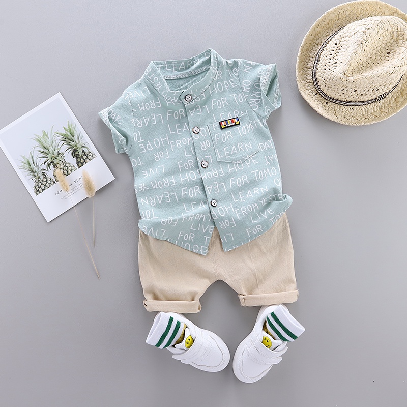 Novas Roupas Infantis Para Crianças Primavera Desenho Bebê Menino Manga Curta Estampa Letras Camisas Calças 2Pcs/Conjuntos Kid Fashion Toddler Tracksuits