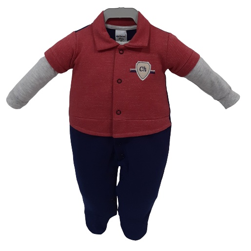 Macacão Luxo Longo Bebê Menino Chuquinha Baby Bordado 2831