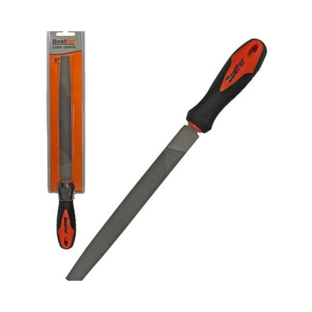Lima Chata para Desbaste e Amolar Metais Lima para amolar faca facao Lima para desbaste e amolar machado machadinha. 8" polegadas cabo Emborrachado