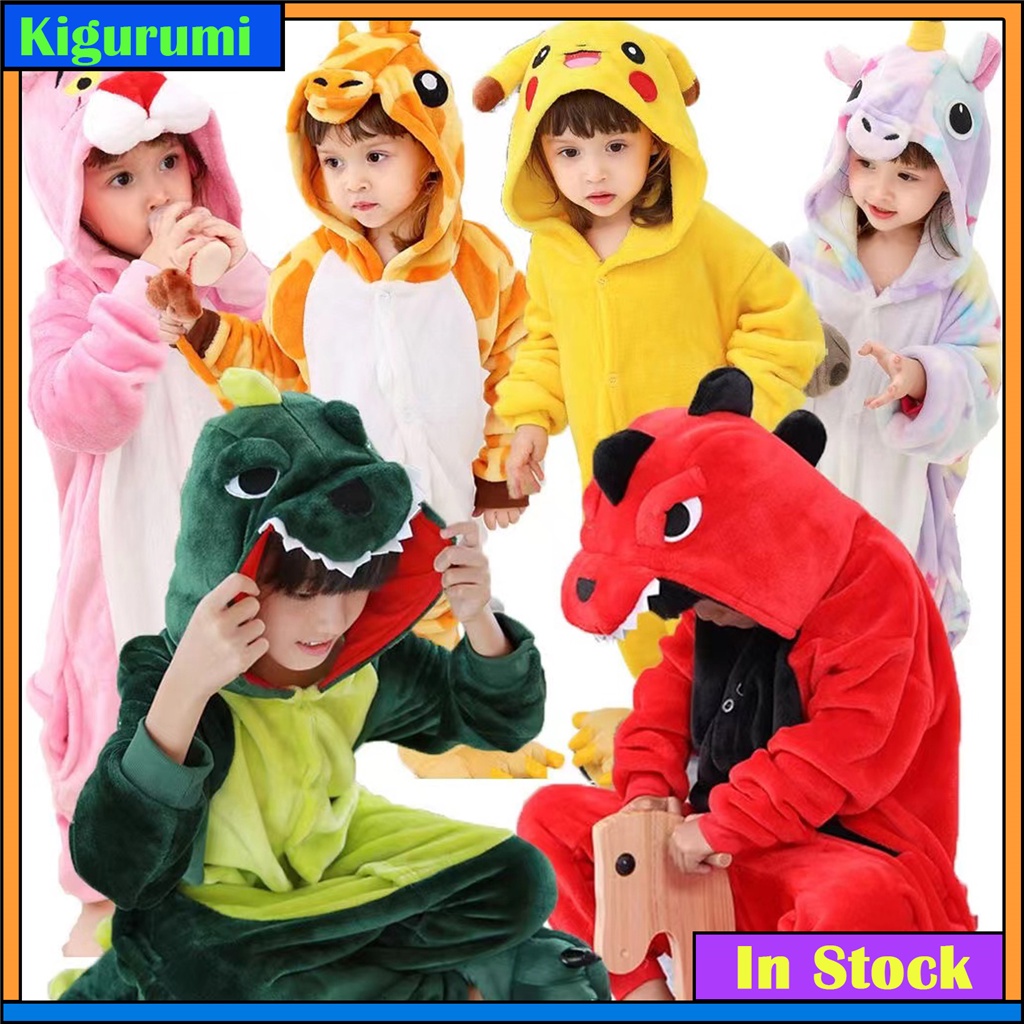 Pijamas De Inverno Meninas Dinossauro Onesies Meninos Roupa De Dormir Animal Crianças Desenho Casa Fantasia