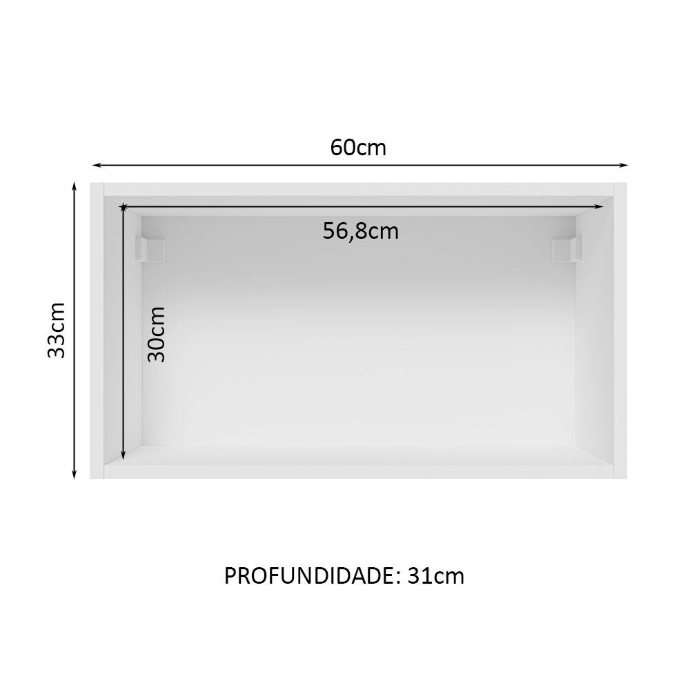 Armário de Cozinha Aéreo 60 cm 1 Porta Branco/Preto Glamy Madesa — imagem 2 de 2