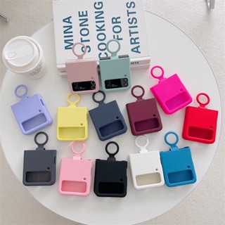 Capa De Anel De Silicone Líquido Sensação Da Pele Para Samsung Galaxy Z Flip 3 4 5G Flip4 Flip3 PC Dura De Proteção De Cor Sólida À Prova De Choque