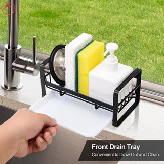 Porta Sabão Esponja | Organizador De Caddy De Pia De Cozinha De Prato E Dispensador De Sink Tray Drainer Rack Para Bancada , Preto Aço Inoxidável DGE HYCRT0305