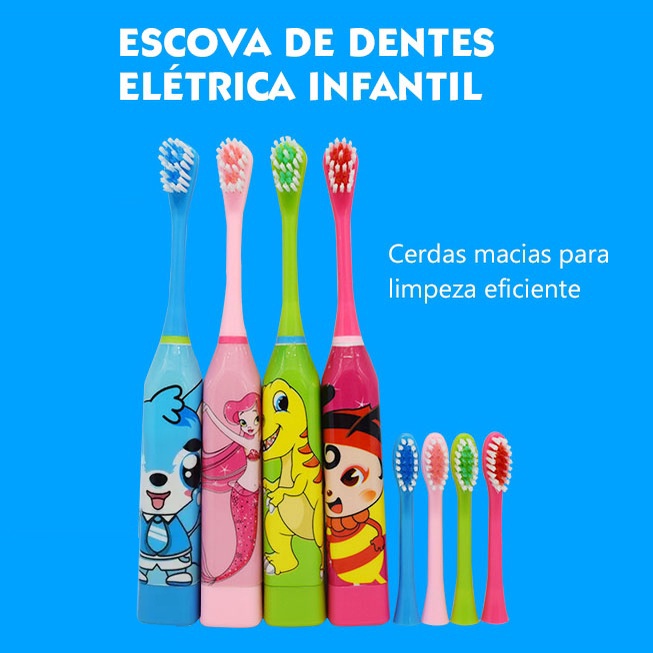 Escova Dental Elétrica Ultrassônica Infantil/3 A 12 Anos