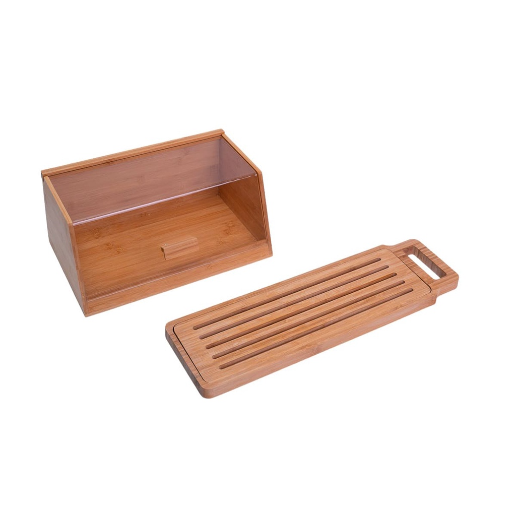 Kit com porta pão de bambu 35 cm e tábua migalheira de pão em bambu - Oikos - Home & Living