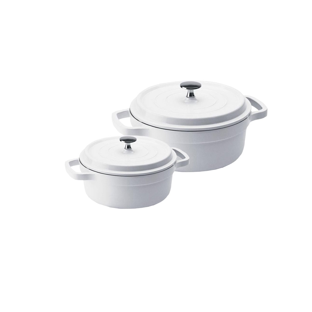 Kit Conjunto Caçarola Hercules Revestimento Ceramico Indução Branca 3L + 4,3L