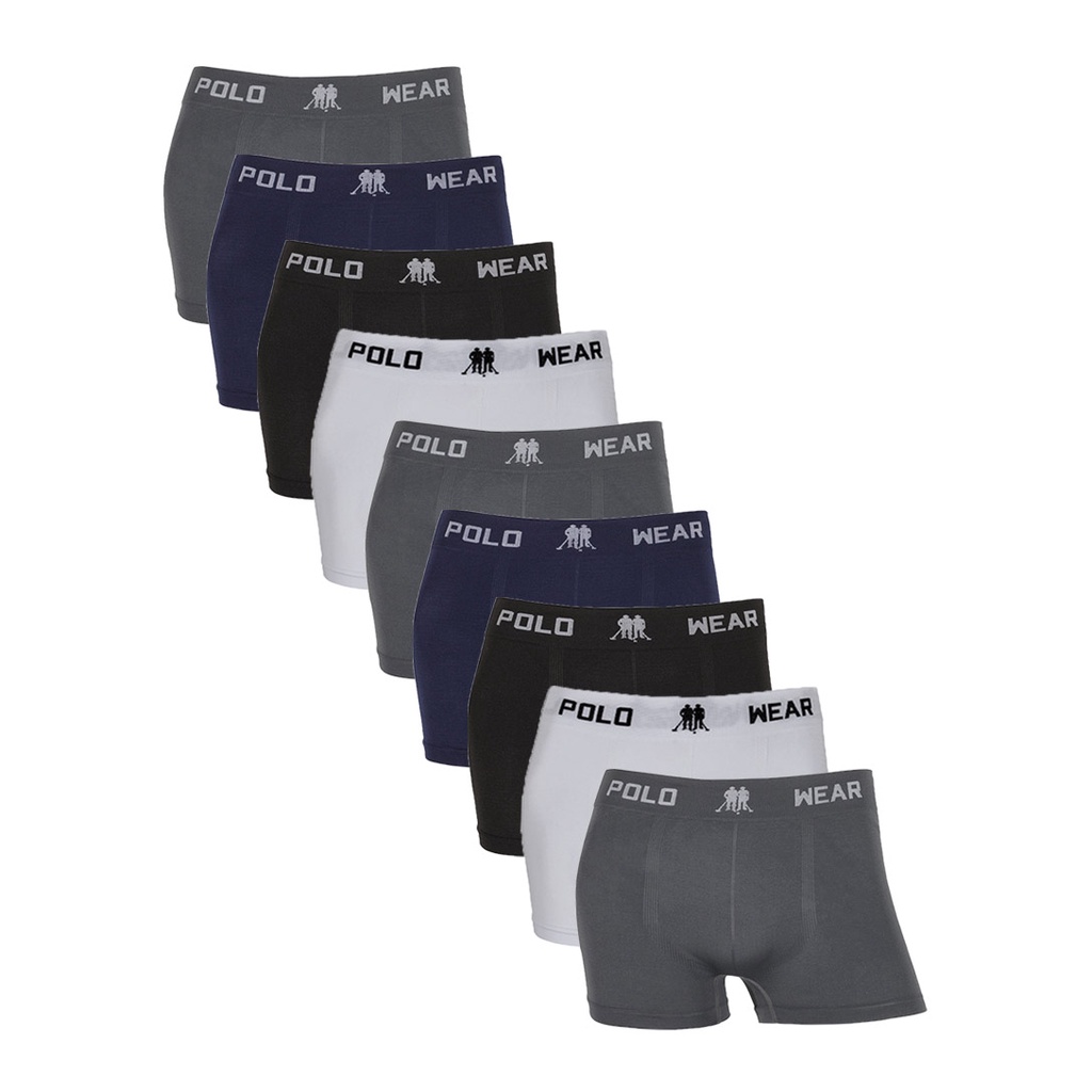 Kit 9 Cuecas Box Microfibra Lisa Sem Costura Polo Wear em Oferta na Shopee