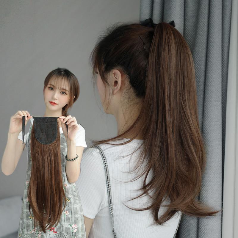 J07 45cm/55cm Cabeleira De Rabo De Cavalo Longo Liso Feminino Natural Extensão De Cabelo
