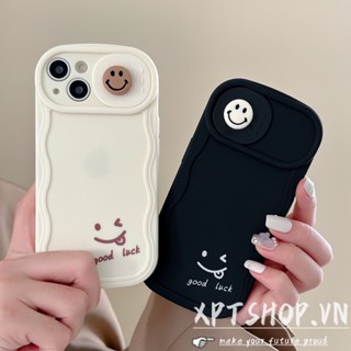 Estereoscópico Preto E Branco Sorriso Onda Deslizante Proteção Da Câmera Compatível Para iPhone 15 14 14Plus 13 12 11 Cobertura Total Capa Macia À Prova De Choque