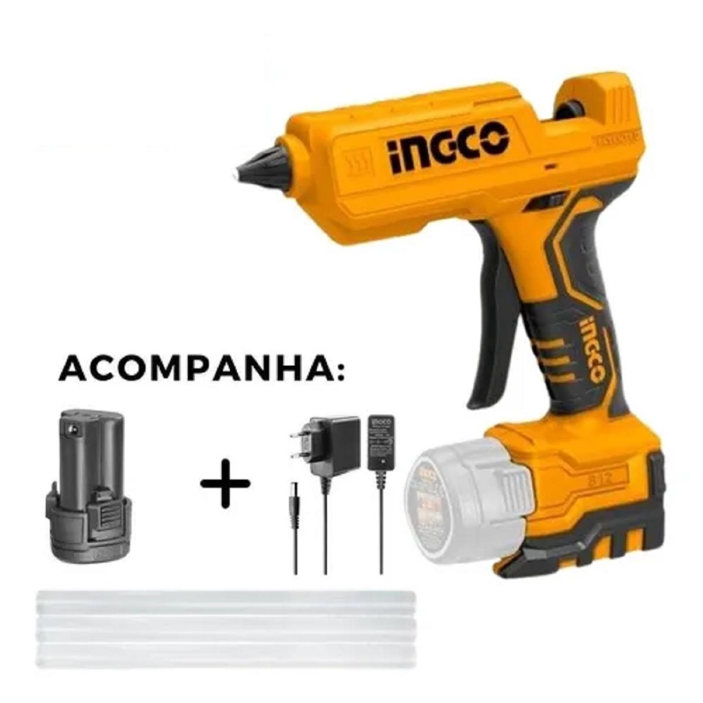 Pistola Aplicador De Cola Quente Ingco A Bateria 12v Bivolt