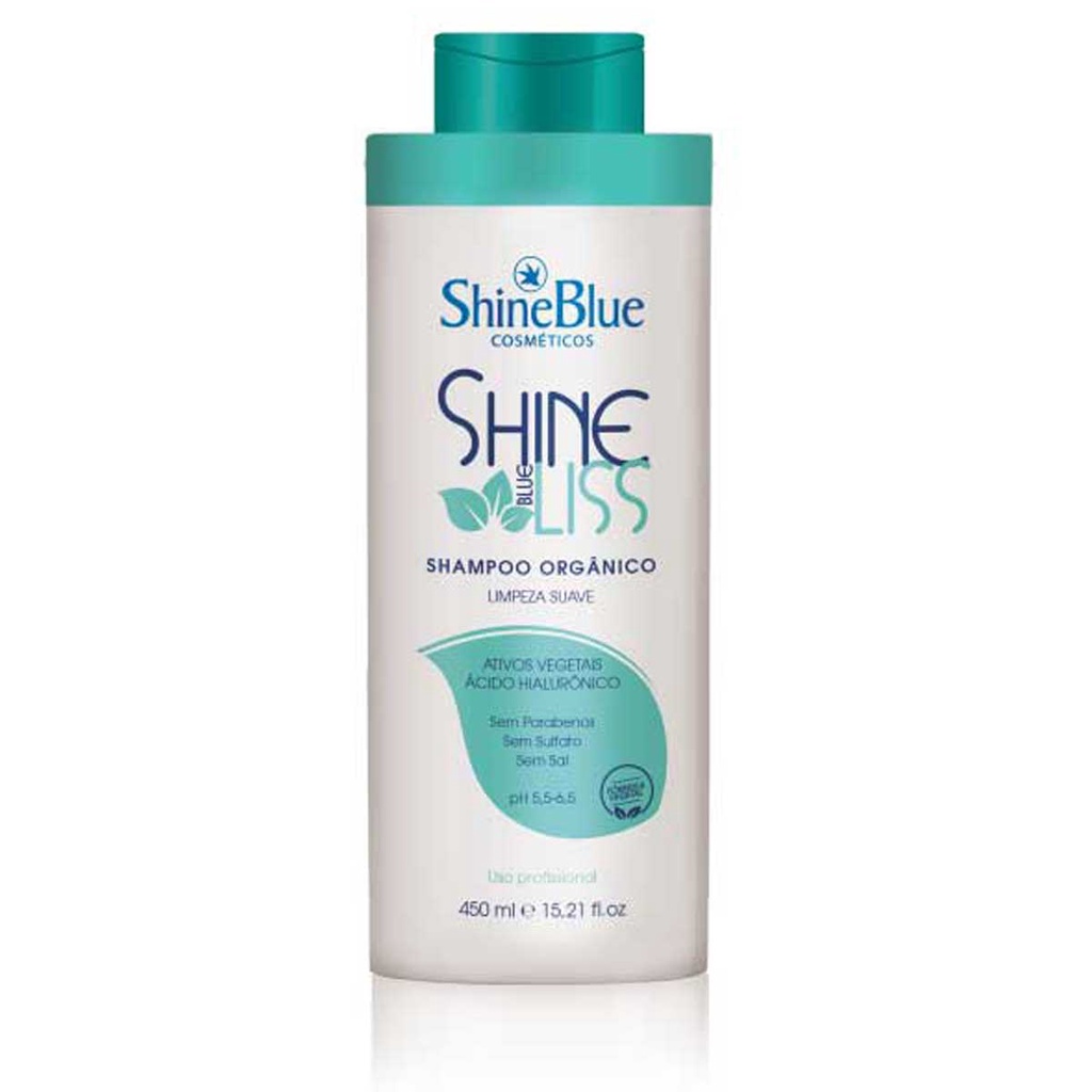 Shampoo Shine Blue Liss Selagem Orgânica Limpeza Suave 450ml em Oferta na Shopee