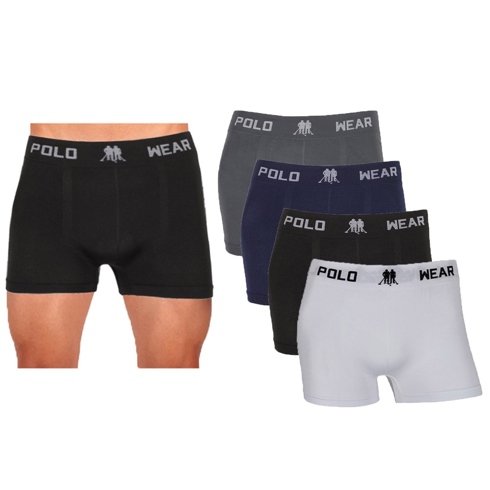 4 Unidades Cuecas Boxer Polo Wear Lisa Microfibra em Oferta na Shopee