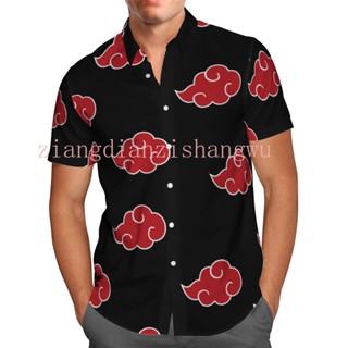 Camisa De anime Japonesa Akatsuki 3D Estampada Masculina Manga Curta Havaiana De Rua De Tamanho Exagerado Top