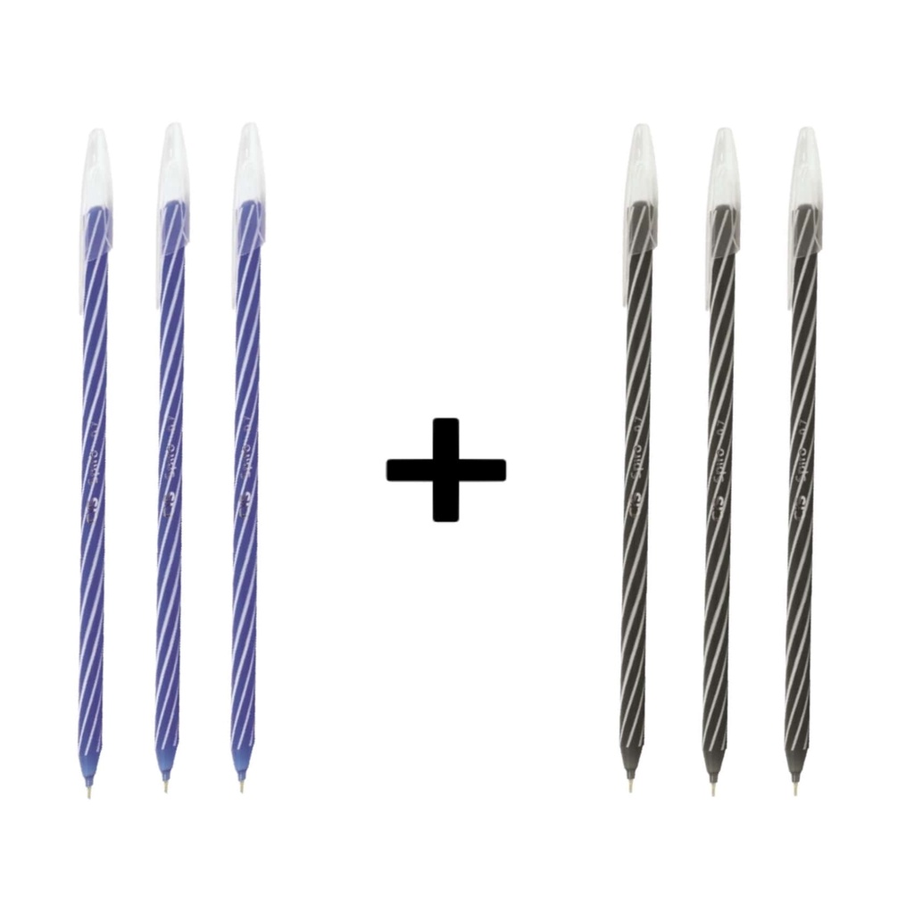 Kit 3 Canetas Esf. Spiro Preta + 3 Canetas Esf. Spiro Azul em Oferta na Shopee