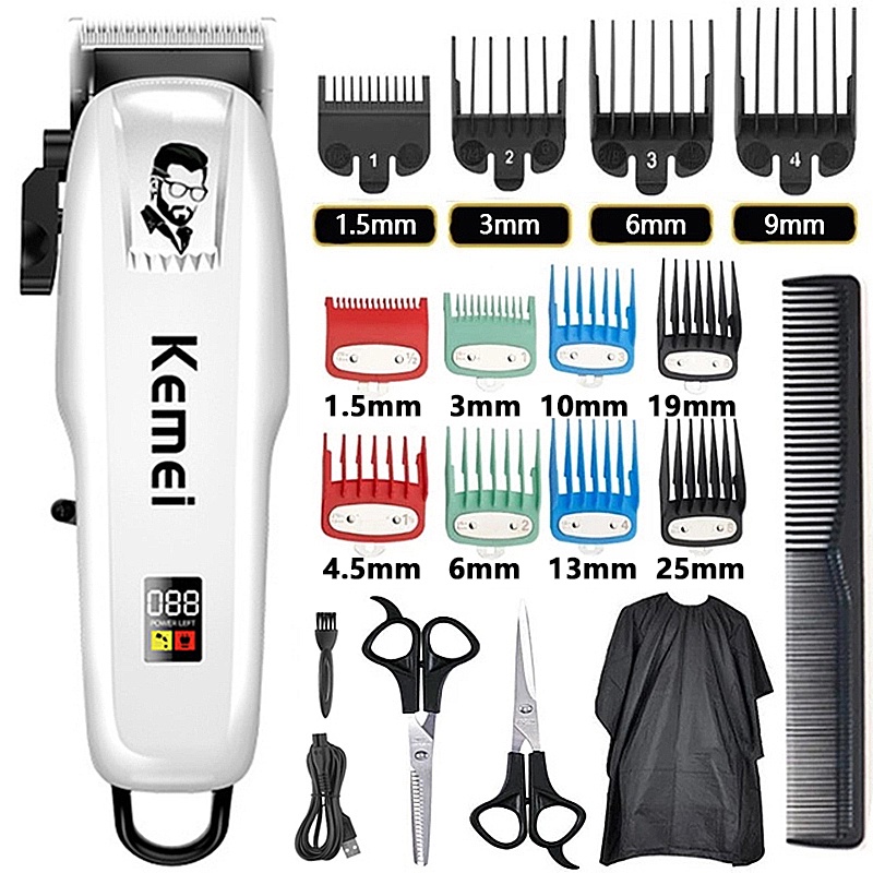 Kemei máquina de cortar cabelo elétrico aparador de cabelo sem fio máquina de cortar cabelo profissional dos homens máquina de cortar cabelo barbeiro recarregável 809a pg