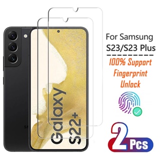 2PCS [Desbloqueio De Impressão Digital] Vidro Temperado Para Samsung S23 Plus S22 Protetor De Tela De Cobertura Completa em Oferta na Shopee