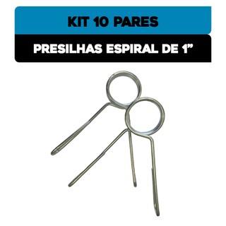 KIT 10 PARES PRESILHA ESPIRAL DE 1