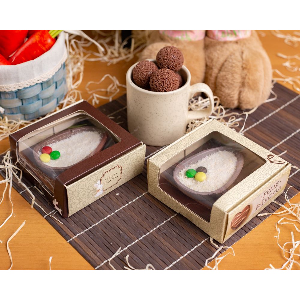 10 Caixa Ovo de Páscoa C/ Visor (100G) Tons De Cacau 4111 (PASCOA IDEIA OUTLET) em Oferta na Shopee