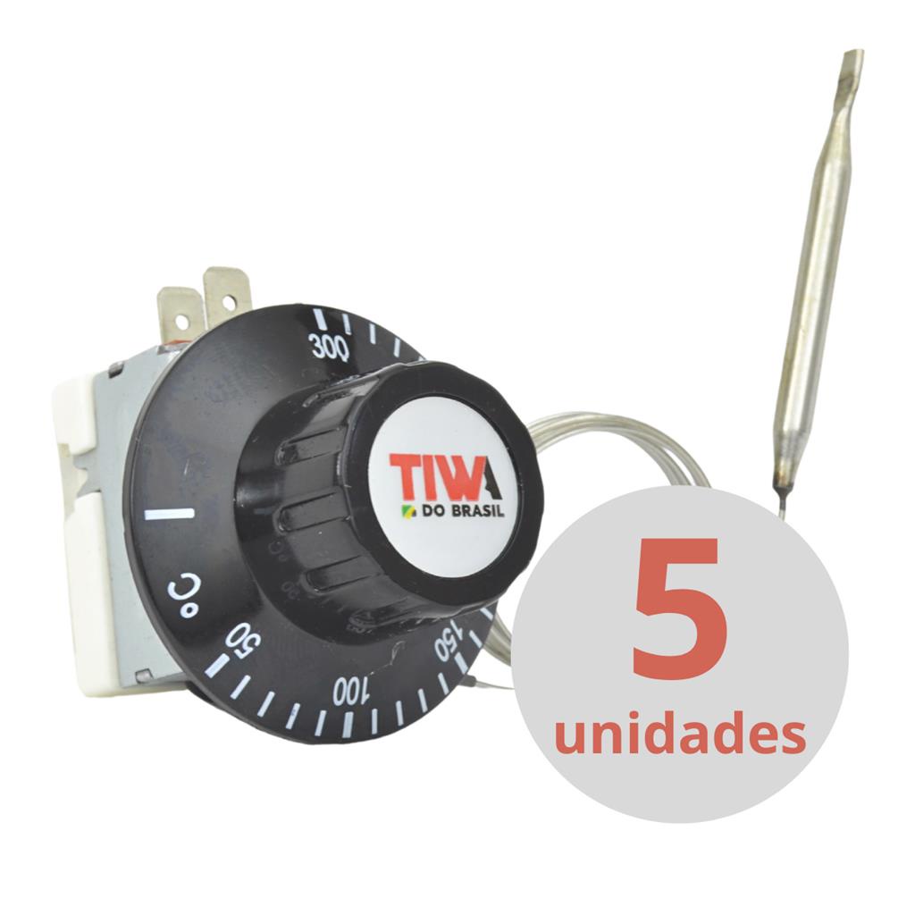 Kit C/ 5 Termostato Analogico Tiwa 50/300? 30a S Bucha Curto