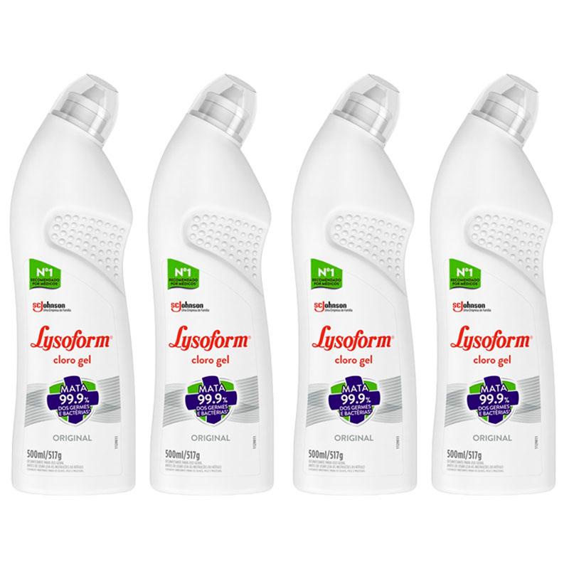 Kit 4 Desinfetante Lysoform Uso Geral Cloro em Gel Original 500ml em Oferta na Shopee