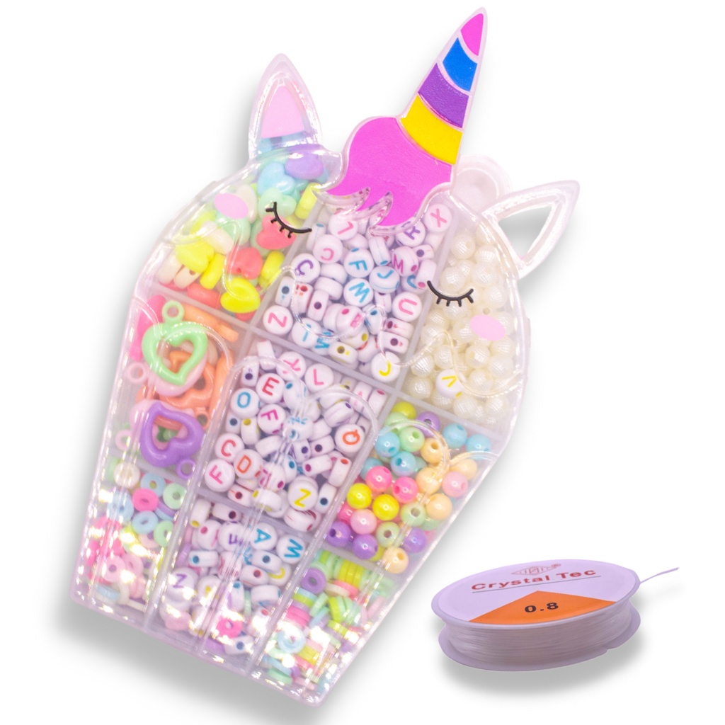 Kit Miçanga Infantil Colorida Para Pulseira e Colar 720 Pçs