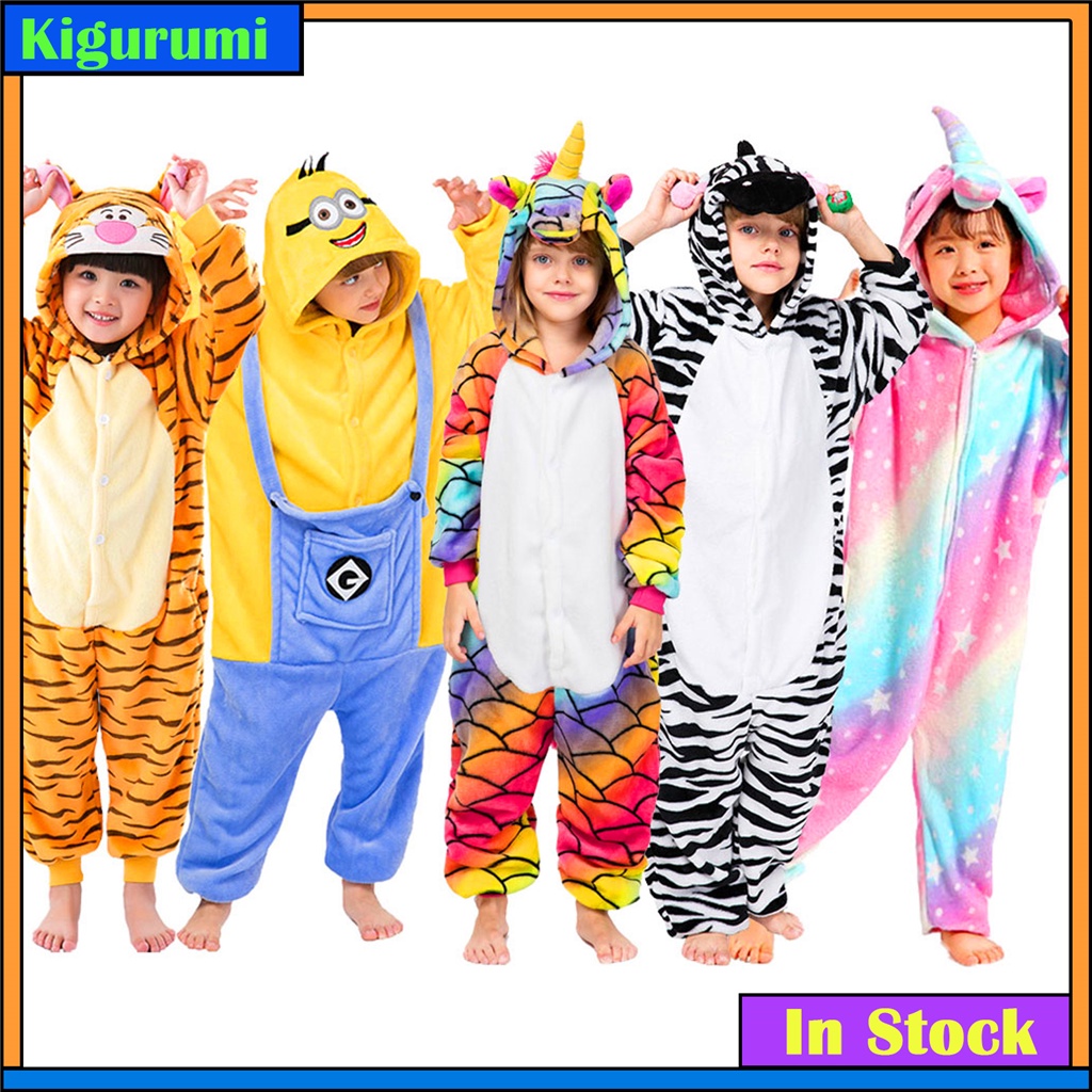 Pijamas Kids Minion Onesies Para Crianças Animal Desenho Animado Cobertor De Bebê Roupa De Inverno Meninos Onesie
