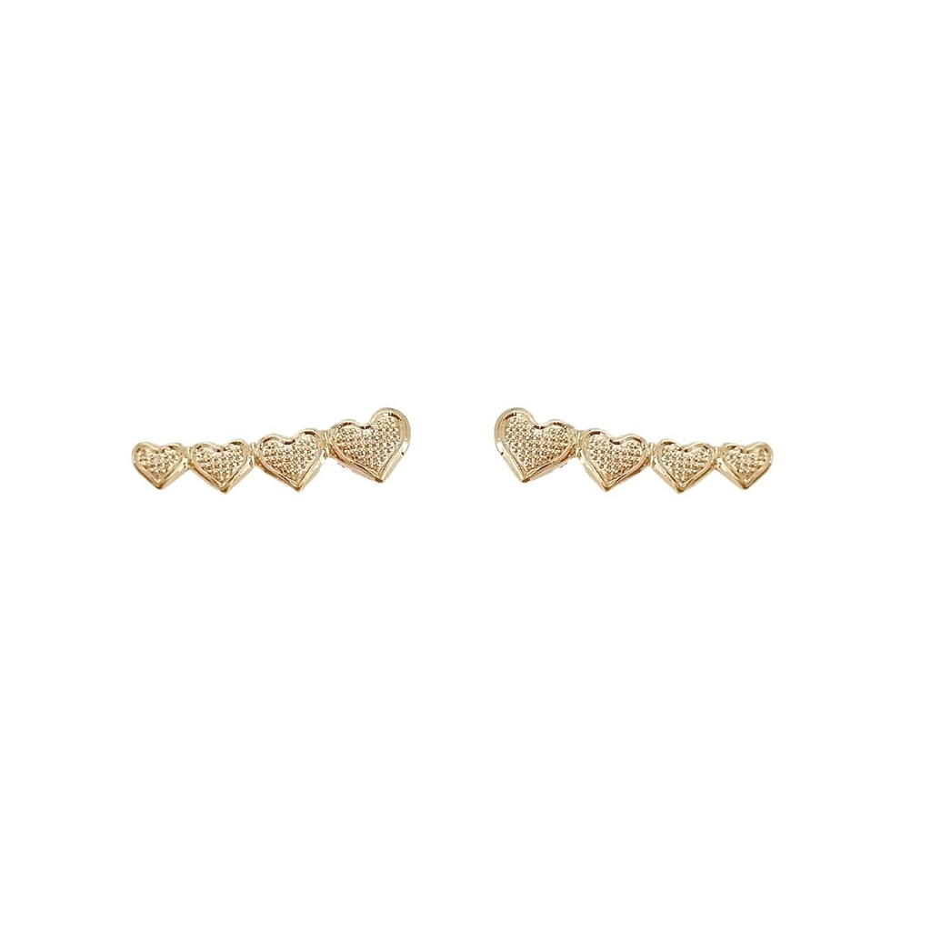Brinco Ear Cuff Coração Textura Banhado A ouro 18k
