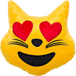 Almofada Emoji Pelucia Bordada 28cm Gatinho Apaixonado 0019